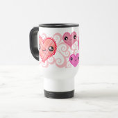 Tasse de voyage de coeurs de plaid de Kawaii de (Devant gauche)
