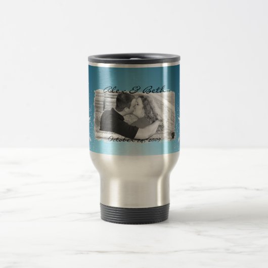 Tasse de voyage de date de mariage (Centre)