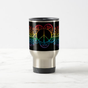 Tasse de voyage de signe de paix d'arc-en-ciel