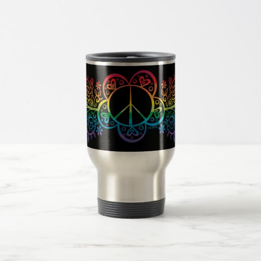 Tasse de voyage de signe de paix d'arc-en-ciel (Centre)