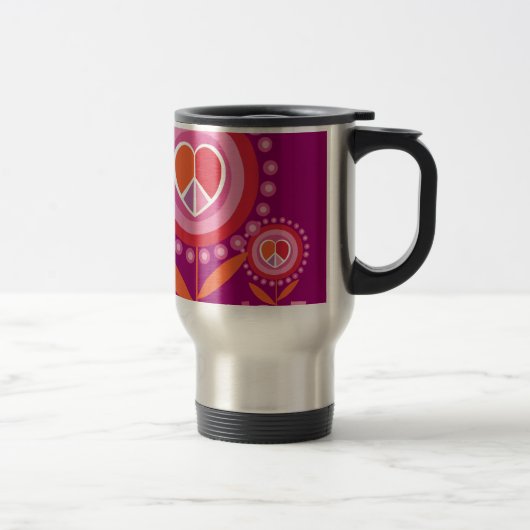 Tasse de voyage de signe de paix de fleur d'AMOUR (Droit)