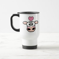 Tasse de voyage de vache frappée par amour