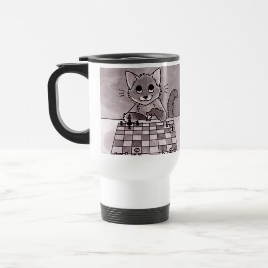 Tasse de voyage d'échecs de chat (Gauche)