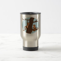 Tasse de voyage dessin animé de singes grimpant à