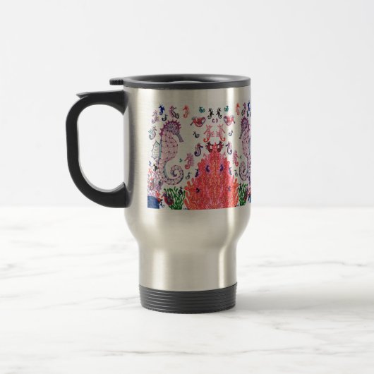 Tasse de voyage. dessins hippocampes (Gauche)