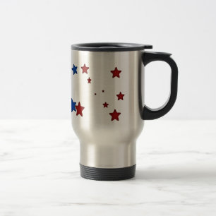 Tasse de voyage d'étoiles rouges et bleues