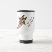 Tasse de voyage drôle de girafe avec texte accroch