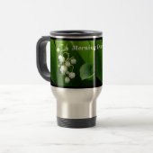 Tasse de voyage du muguet de fleurs blanches (Devant gauche)