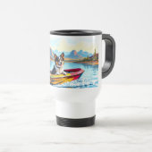 Tasse de voyage en acier inoxydable avec image de (Devant droit)