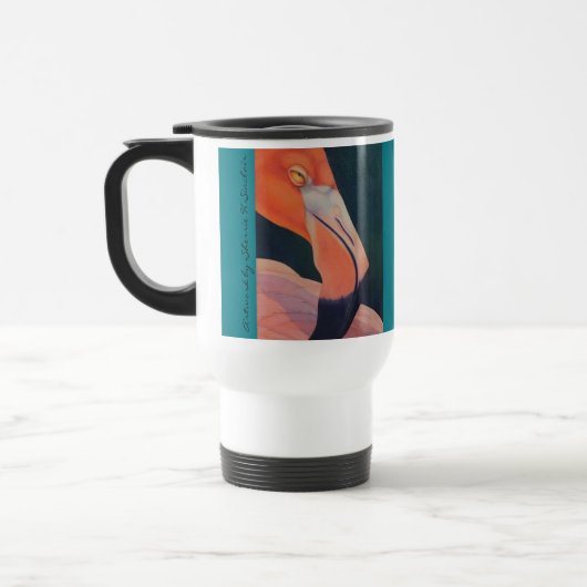 Tasse de voyage en métal de Flamant rose (Gauche)