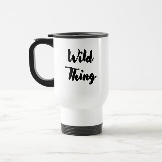 Tasse de voyage en typographie Black Script Wild T (Gauche)