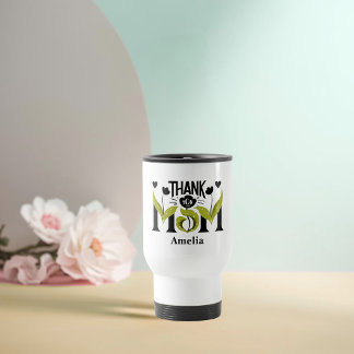 Tasse de voyage florale personnalisée « Merci Mama