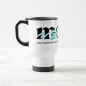 Tasse de voyage Maman de natation à écriture noire (Gauche)