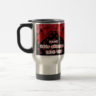 Tasse de voyage personnalisée à pois rouges