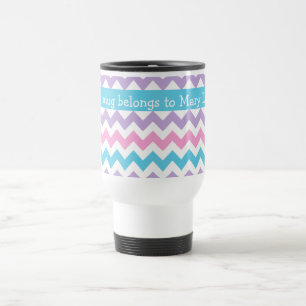 Tasse de voyage personnalisée, chevrons couleur pa
