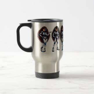 Tasse de voyage pour femme robot aux yeux marrons