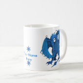 Tasse debout bleue de dragon - personnalisable (Devant droit)