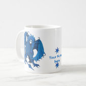 Tasse debout bleue de dragon - personnalisable (Devant gauche)