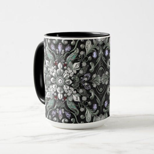 Tasse décorative argent violet (Devant gauche)