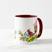 Tasse décorative avec oiseaux, fleurs et baies (Devant droit)