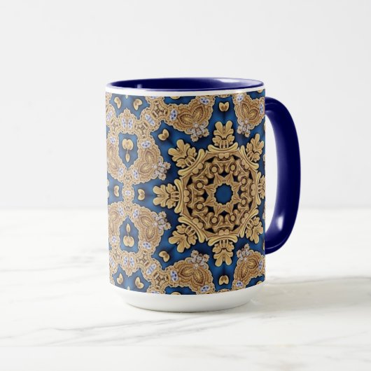Tasse décorative bleu or (Devant droit)