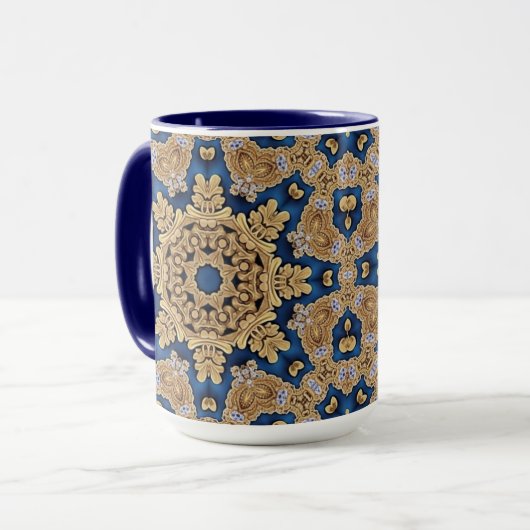 Tasse décorative bleu or (Devant gauche)