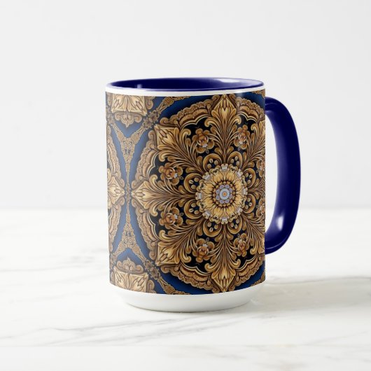 Tasse décorative bleu or (Devant droit)