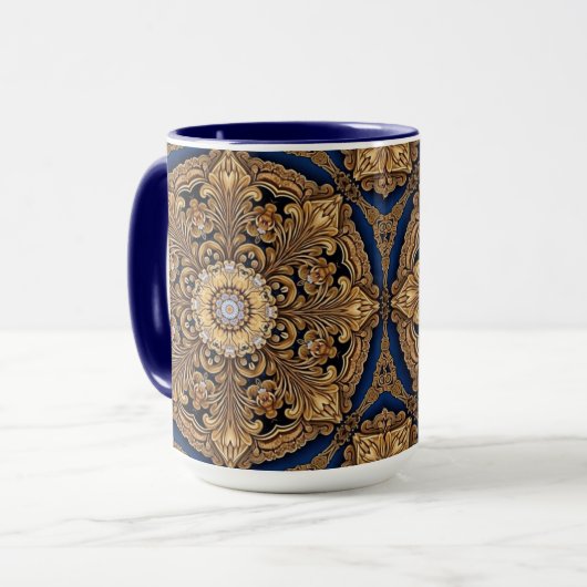 Tasse décorative bleu or (Devant gauche)