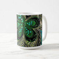 Tasse décorative en art floral mandala sarcelle ém