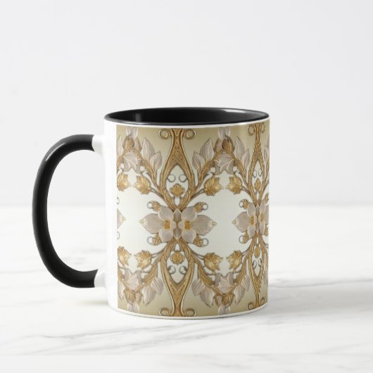 Tasse décorative en or avec fleurs blanches (Gauche)