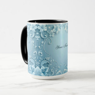 Tasse décorative florale bleue