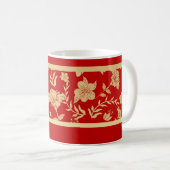 Tasse décorative florale rouge or (Devant droit)