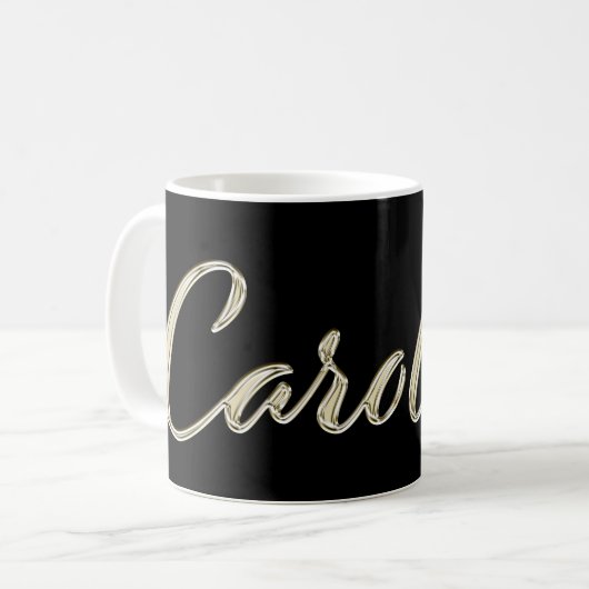 Tasse d'écriture manuscrite en or blanc Carolina T (Devant gauche)