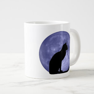 Tasse d'éléphant de lune bleue de chat noir