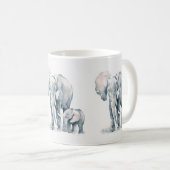 Tasse d'éléphant, maman d'éléphant et enfant, (Devant droit)