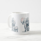 Tasse d'éléphant, maman d'éléphant et enfant, (Devant gauche)