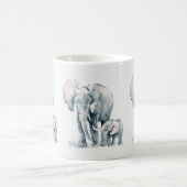 Tasse d'éléphant, maman d'éléphant et enfant, (Centre)