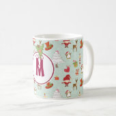 Tasse d'Elf de Noël de vacances de monogramme (Devant droit)