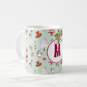 Tasse d'Elf de Noël de vacances de monogramme (Devant gauche)