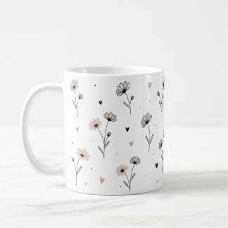 Tasse délicate aux fleurs et aux cœurs - Design fl