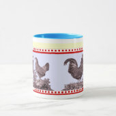 Tasse démodée classique de cuisine de deux poulets (Centre)