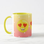 Tasse d'Emoji Polkadot d'amour de jaune d'oeil de (Gauche)