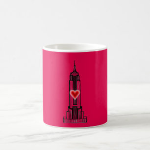 Tasse d'Empire State Building de coeur de roses