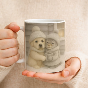 Tasse d'hiver confortable avec illustration de chi