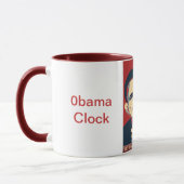 Tasse d'horloge d'Obama - rouge foncé (Gauche)
