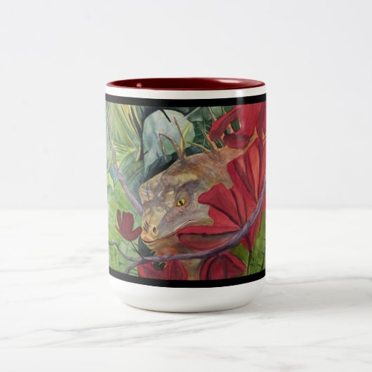 Tasse d'iguane de dragon de fleur (Centre)