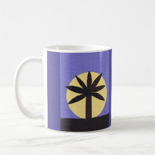Tasse d'indigo avec la paume et la Pleine lune
