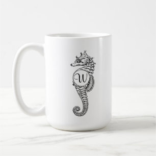 Tasse d'initiale de croquis d'hippocampe