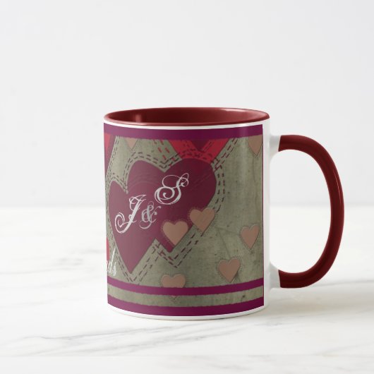 Tasse d'initiales d'amour de meilleurs amis (Droite)