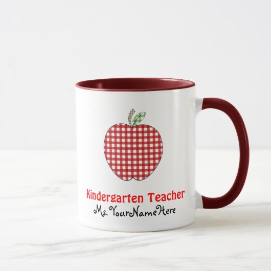 Tasse d'institutrice gardienne - guingan rouge (Droite)